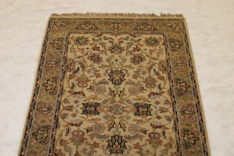 Indian Floral Rug, Hand Knotted Geometric Rug