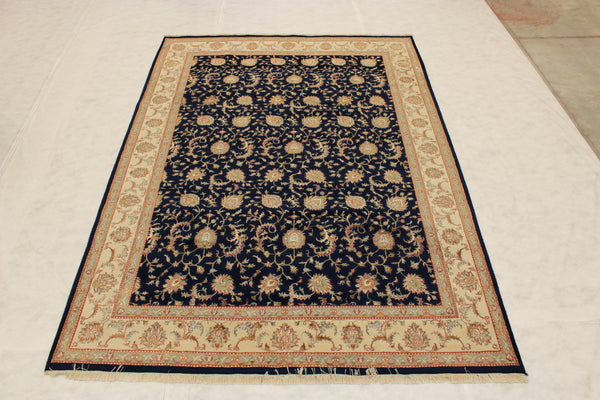 Silk Flower Rug, Indian Hand Knotted Rug, 8x12 Rug