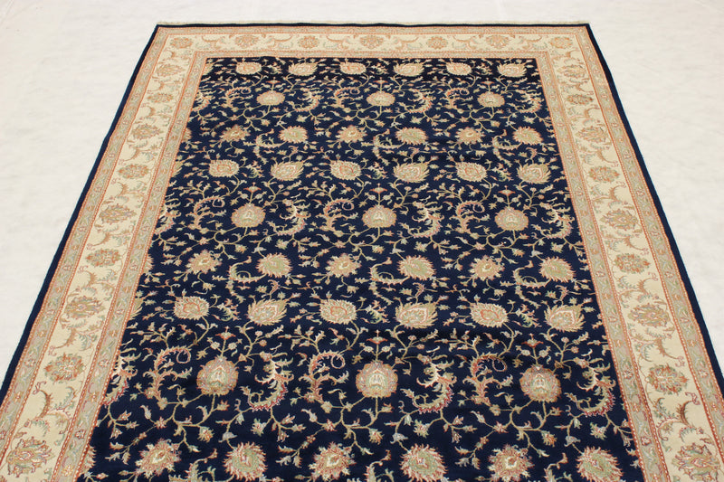 Silk Flower Rug, Indian Hand Knotted Rug, 8x12 Rug