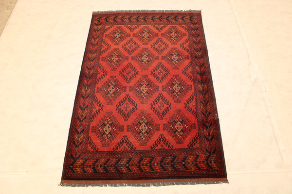 Afghan Tribal Rug, 4x6 Hand Knotted Rug