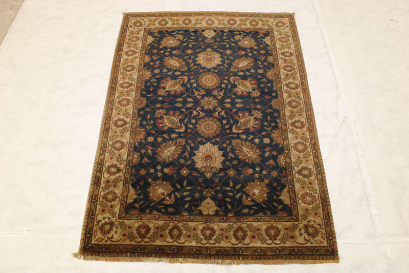 5x7 Floral Rug, Indian Geometric Rug