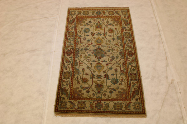 3x5 Oriental Rug, Indian Area Rug, Turkish Knot Rug