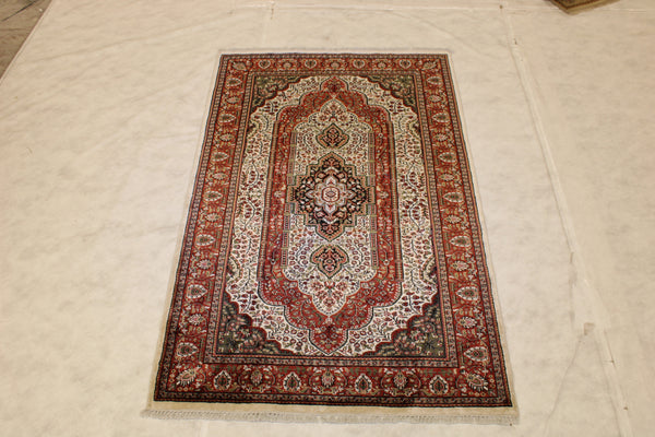 Kashmiri Rug, 4x6 Indian Rug, Hand Knotted Rug