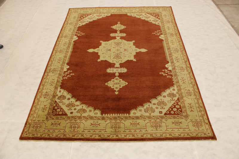 Indian Oushak Rug, Hand Knotted Area Rug, 8x11 Rug