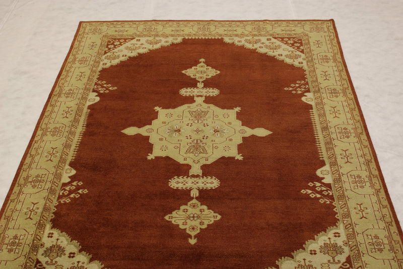 Indian Oushak Rug, Hand Knotted Area Rug, 8x11 Rug