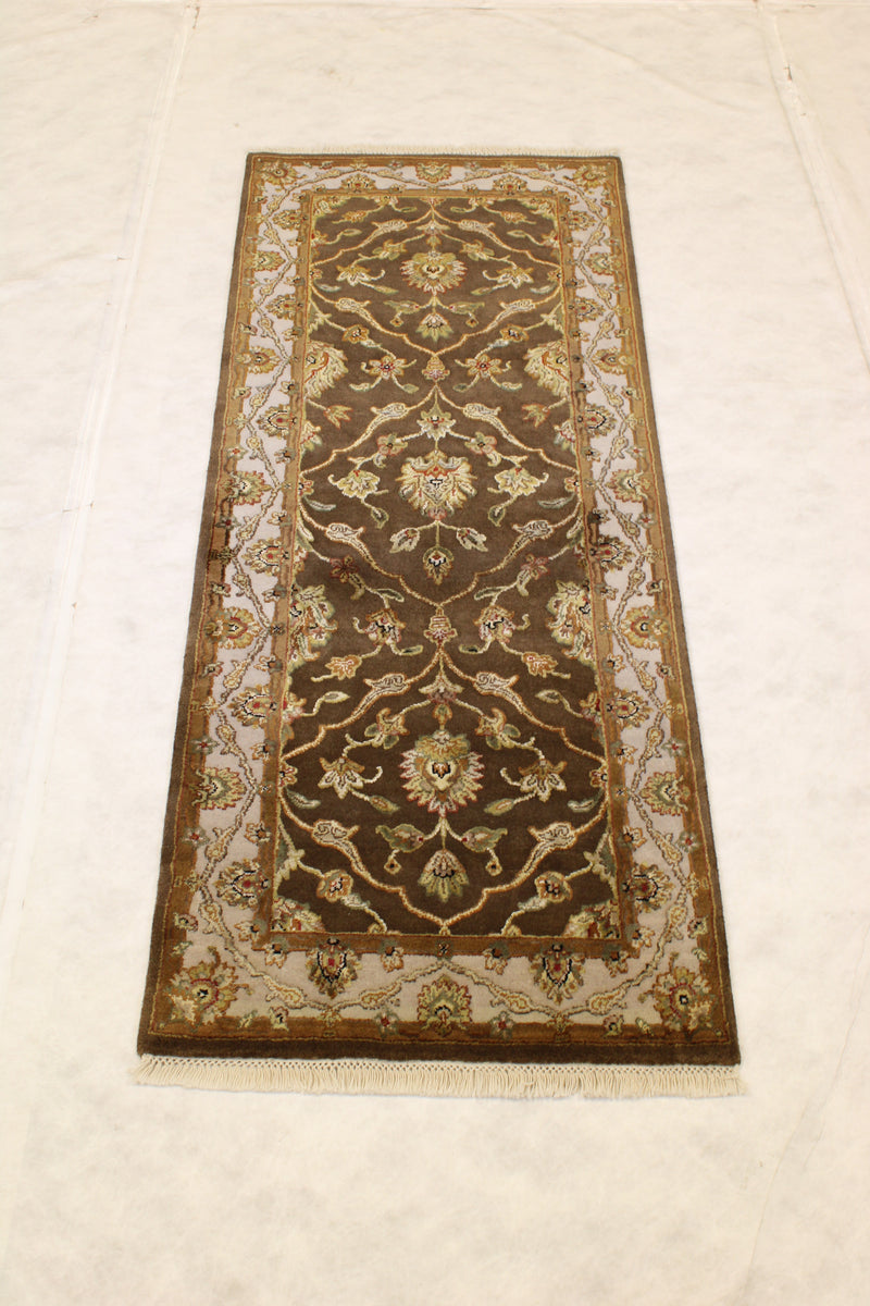 Traditional Runner Rug, Indian Silk Flower Rug