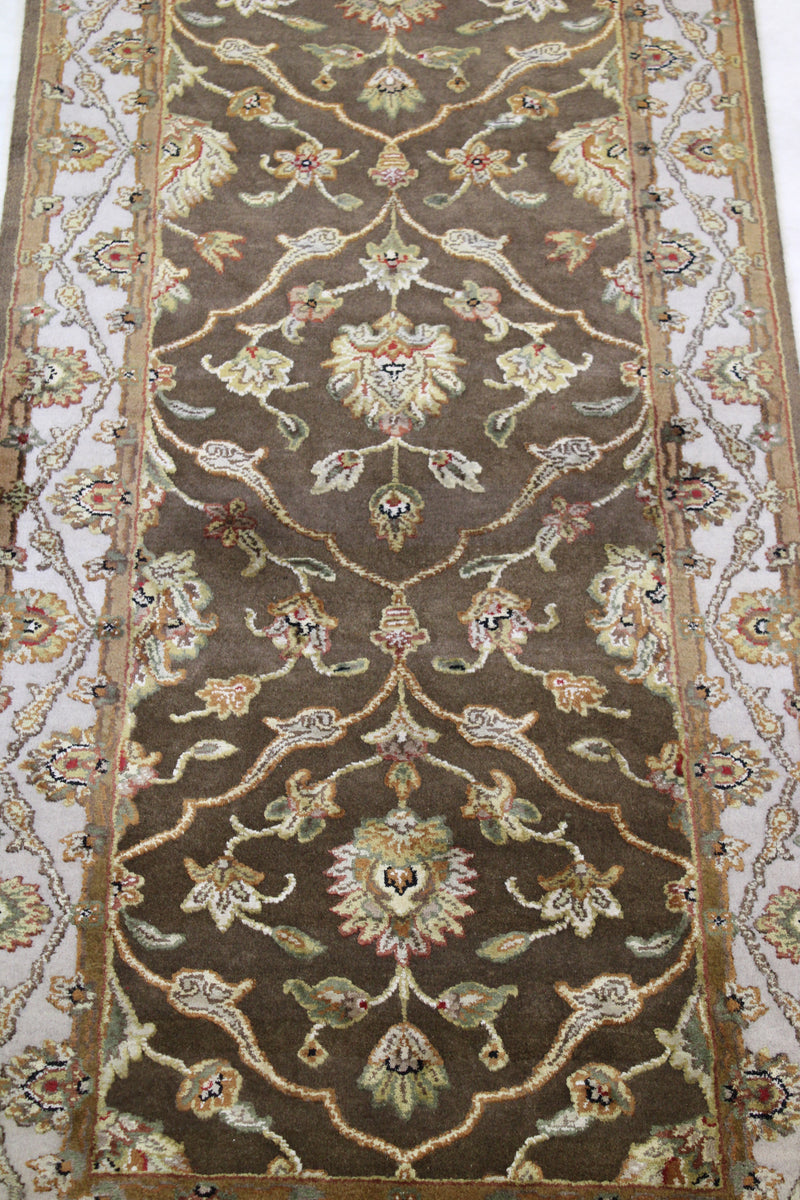 Traditional Runner Rug, Indian Silk Flower Rug