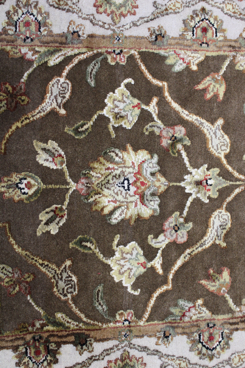 Traditional Runner Rug, Indian Silk Flower Rug