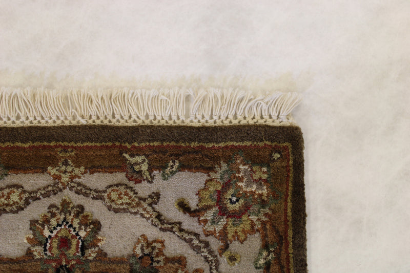 Traditional Runner Rug, Indian Silk Flower Rug