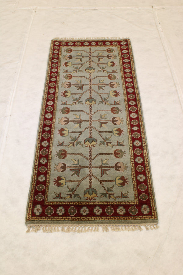 Oushak Runner Rug, Indian Hand Knotted Runner