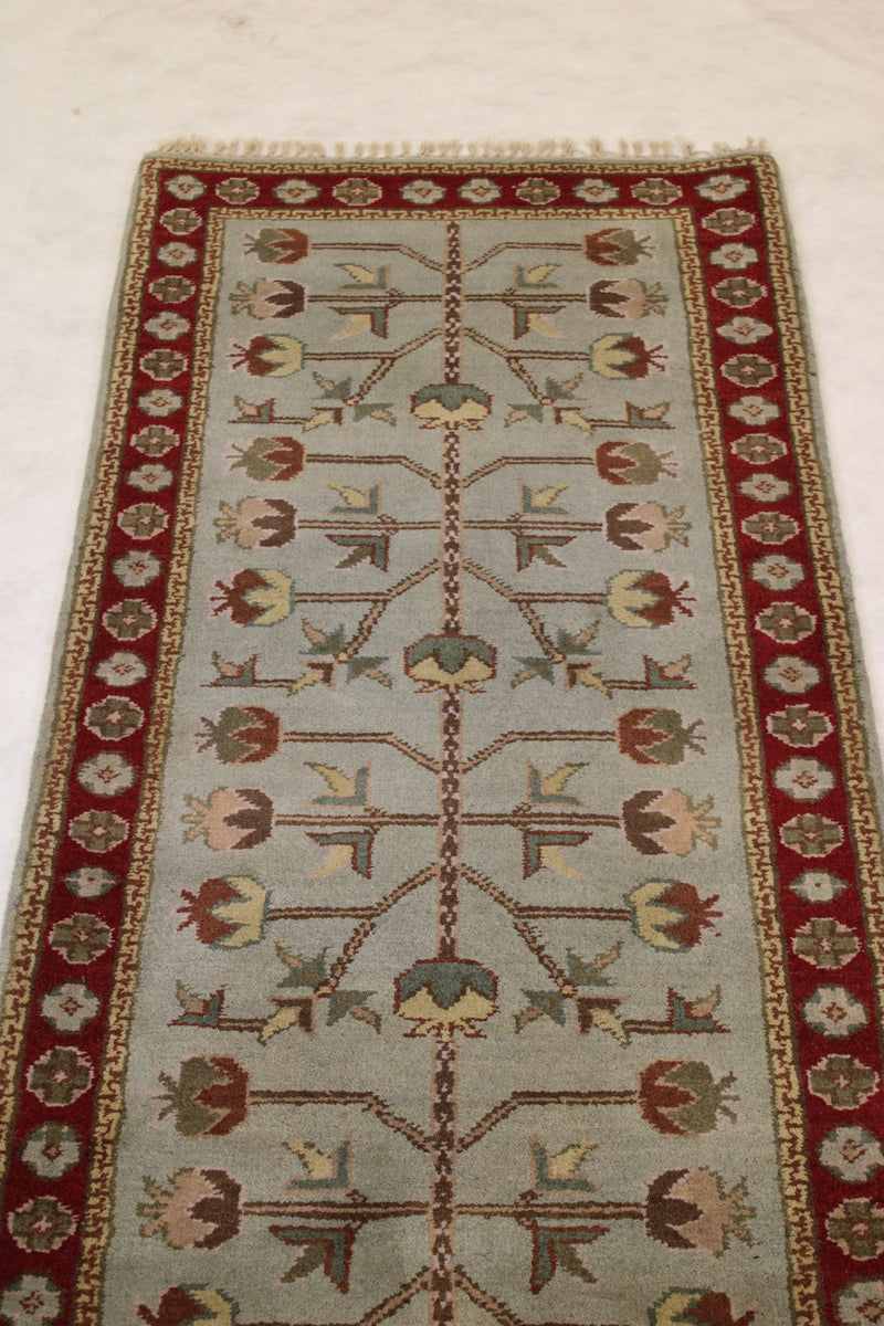 Oushak Runner Rug, Indian Hand Knotted Runner