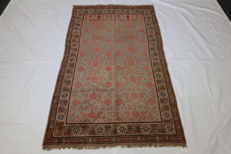 4x8 Hand Knotted Rug, Yarkan Design Rug