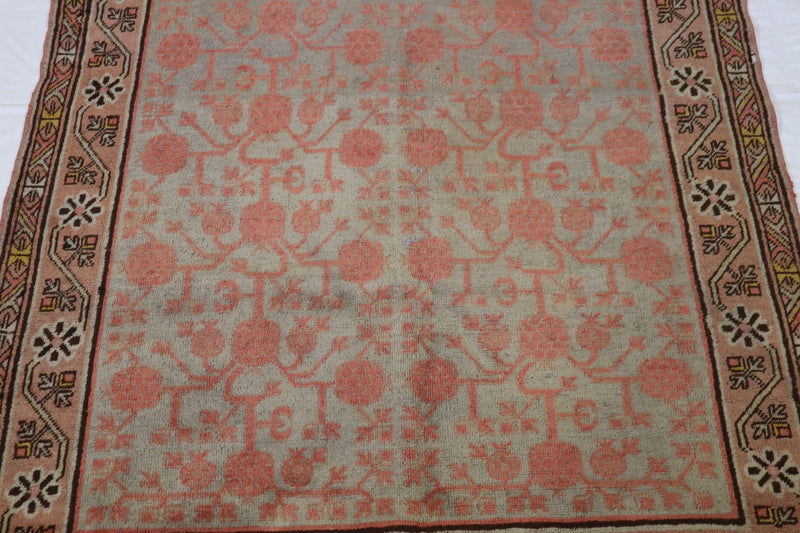 4x8 Hand Knotted Rug, Yarkan Design Rug