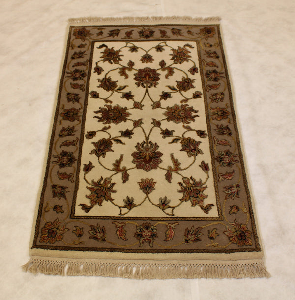 Persian Hand Knotted Rug, Silk Flower Design Rug