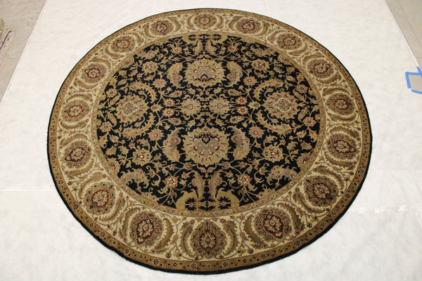 Indian Jaipur Rug, Hand Knotted Round Rug