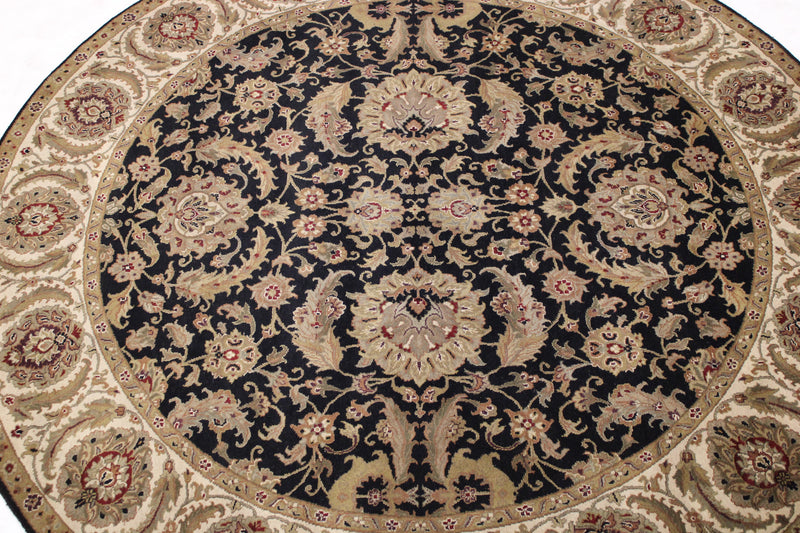 Indian Jaipur Rug, Hand Knotted Round Rug