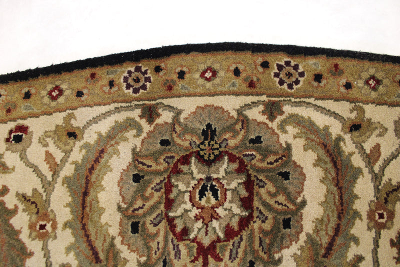 Indian Jaipur Rug, Hand Knotted Round Rug