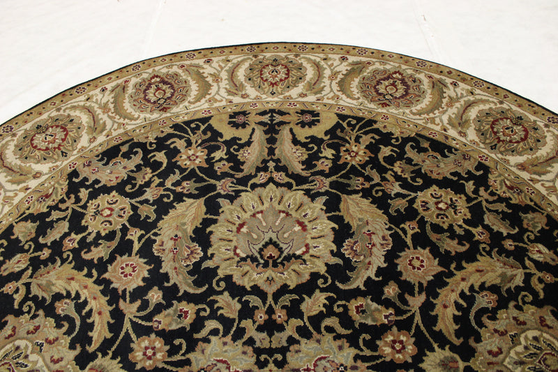 Indian Jaipur Rug, Hand Knotted Round Rug