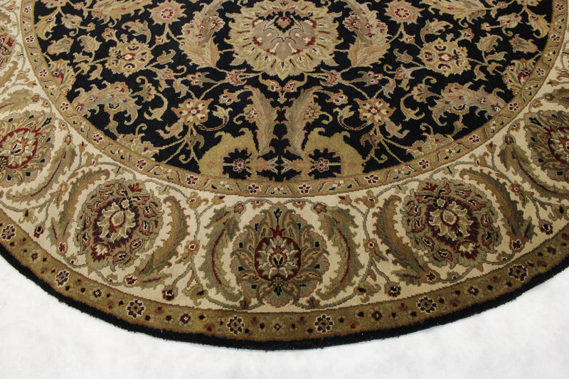 Indian Jaipur Rug, Hand Knotted Round Rug