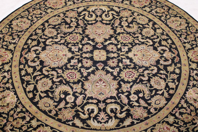 Black Round Rug, Jaipur Design Rug, Indian Round Rug