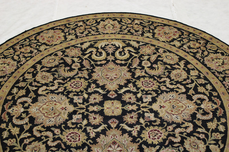 Black Round Rug, Jaipur Design Rug, Indian Round Rug