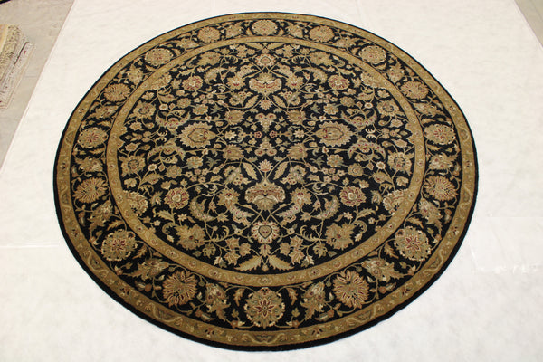 Jaipur Round Rug, Black Indian Round Rug