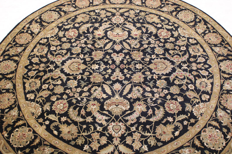 Jaipur Round Rug, Black Indian Round Rug