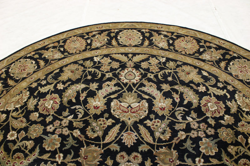 Jaipur Round Rug, Black Indian Round Rug