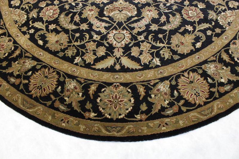 Jaipur Round Rug, Black Indian Round Rug