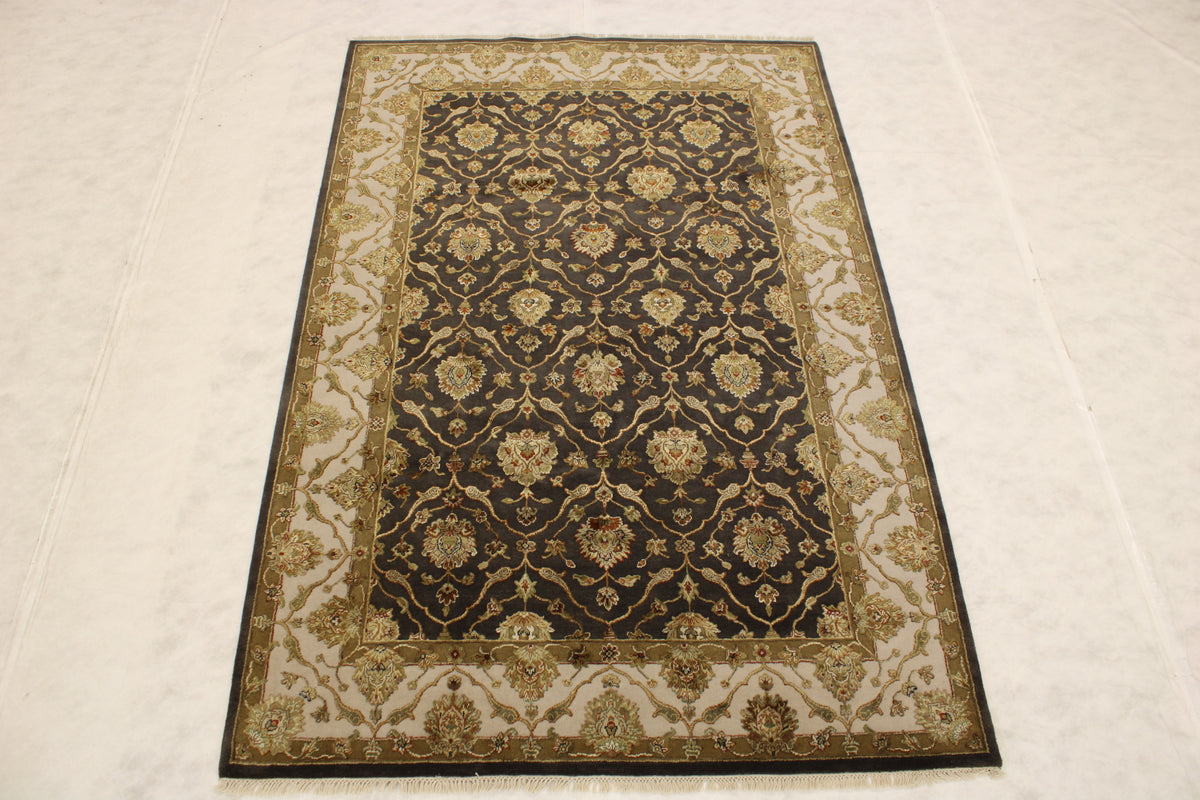 Silk Flower Rug, Persian Design Rug, 6x9 Area Rug
