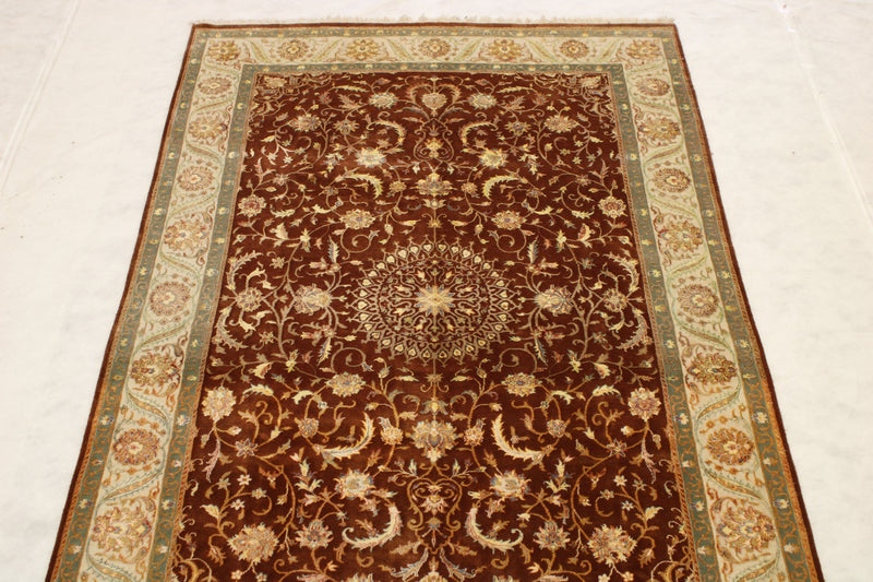 Silk Flower Rug, Oriental Rug, Indian Rug