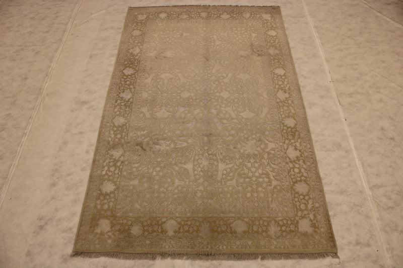 6x10 Area Rug, Indian Silk Flower Rug