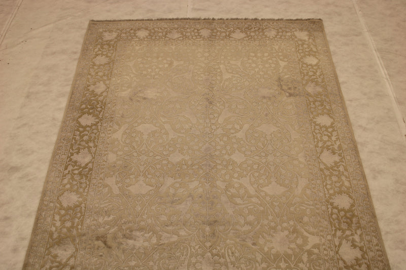 6x10 Area Rug, Indian Silk Flower Rug