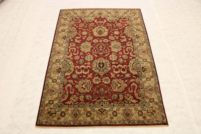 Red Oriental Rug, Turkish Knot Design Rug