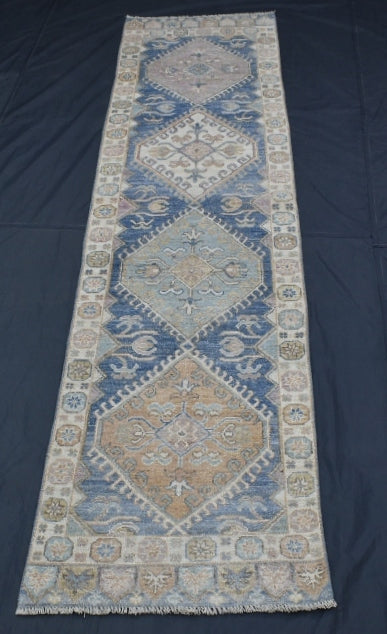 Oushak Runner Rug, Hand Knotted Wool Runner, 3x10 Runner