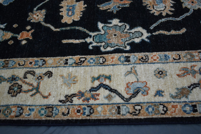 Black Oriental Rug, Afghan Oushak Rug, Standard Rug Sizes