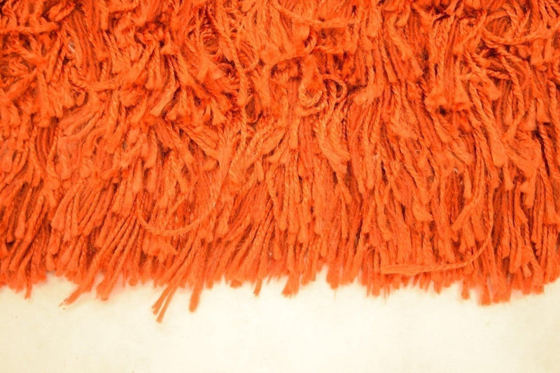 5x8 Orange Shag Wool And Silk Rug