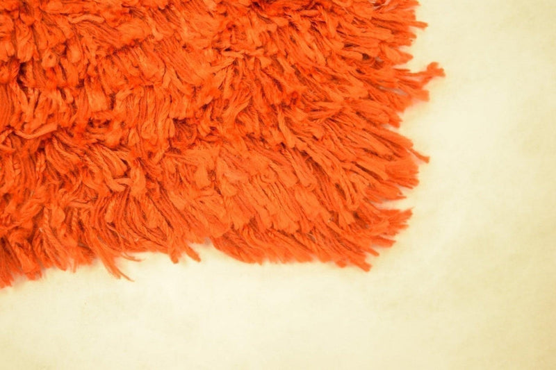 5x8 Orange Shag Wool And Silk Rug