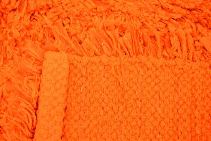 5x8 Orange Shag Wool And Silk Rug