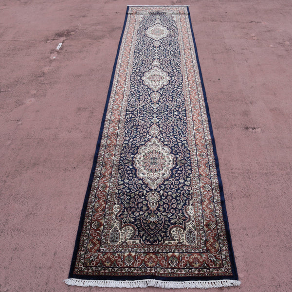 Jammu Kashmir Runner, Hand Knotted Runner, Entryway Rug