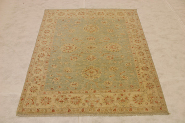 4'8" x 5'5" Afghan Oushak Hand Knotted Rug