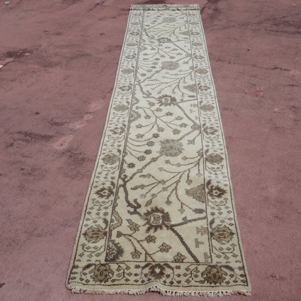 Oushak Runner, Oriental Runner, Persian Design Runner, 3x12 ft Rug