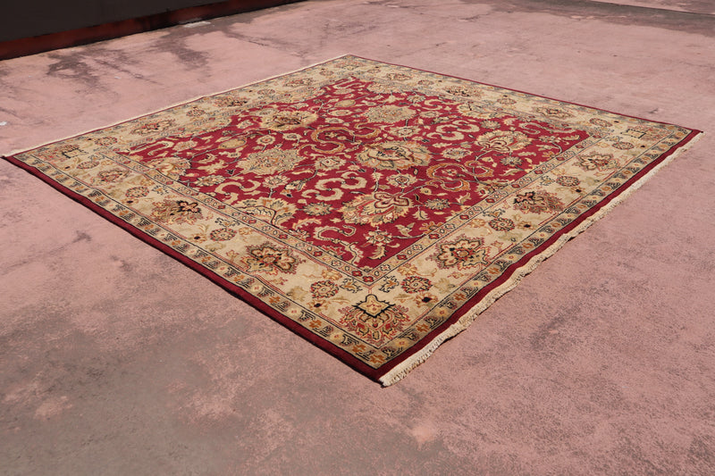 Turkish Knot Rug, Indian Rug, Oriental Rug, 9x9 Area Rug