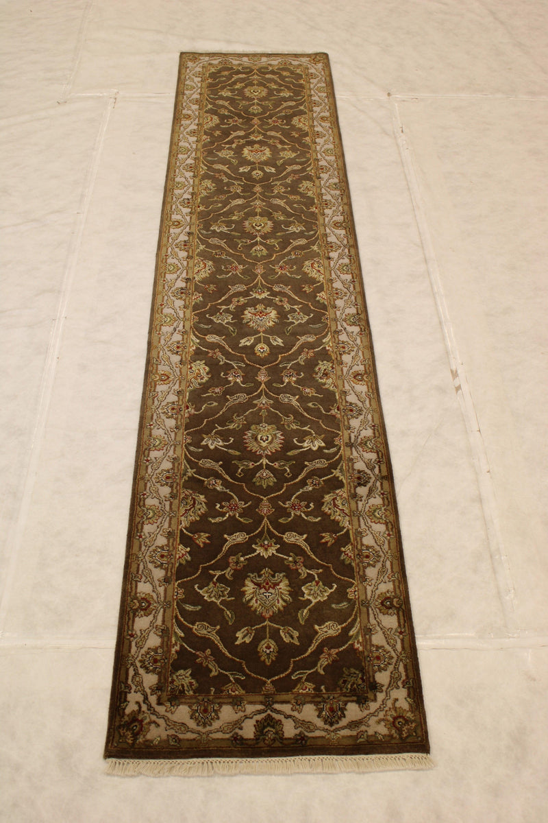 Silk Flower Hand Knotted Runner,100% lambs wool, 2'6" x 12'0"