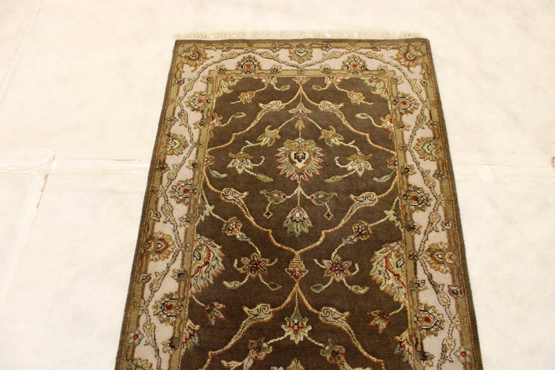 Silk Flower Hand Knotted Runner,100% lambs wool, 2'6" x 12'0"