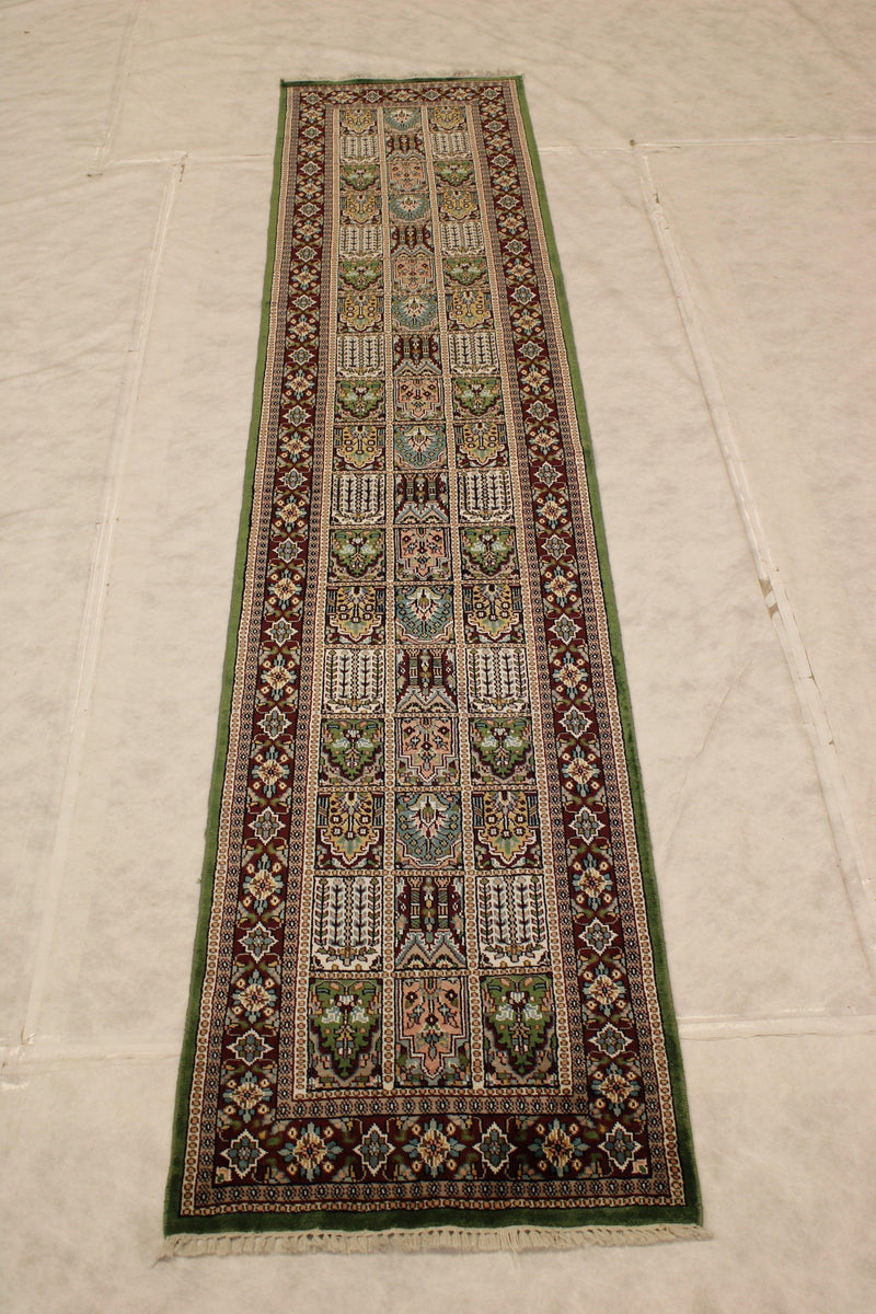 Four Season Garden Design Persian Handmade Silk Runner Rug