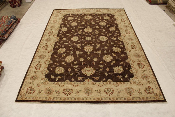 Brown Rug, Hand Knotted Wool Rugs, 10/10 H.T, Traditional Rug, 10x14 Rug