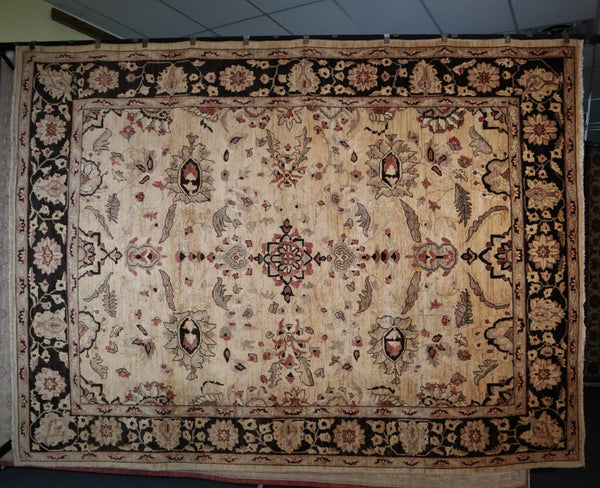 Peshawar Rug, Beige Rug, 9x12 Wool Rug, Area Rug On Carpet