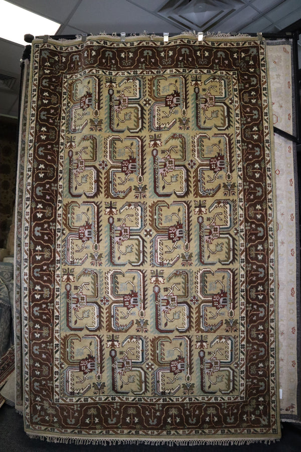 Oushak Rug, Hand Knotted Rug, Indian Rug, 6x9 Area Rug