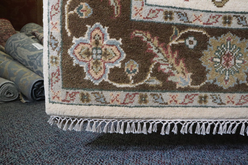 Ivory Rug, Oushak Rug, Hand Knotted Indian Rugs, 6x9 Rug